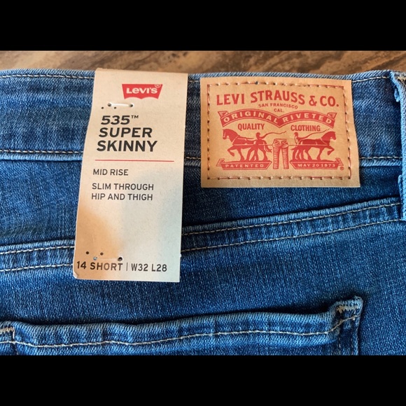 LEVI”’S 535 SUPER SKINNY MID RISE 14 SHORT 32/28 - Picture 7 of 10